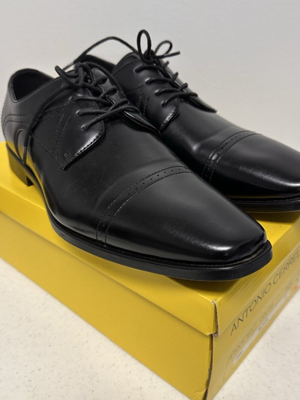 Antonio Cerrelli Black Oxford Dress Shoes Mens Size 13 Lace Up Faux Leather